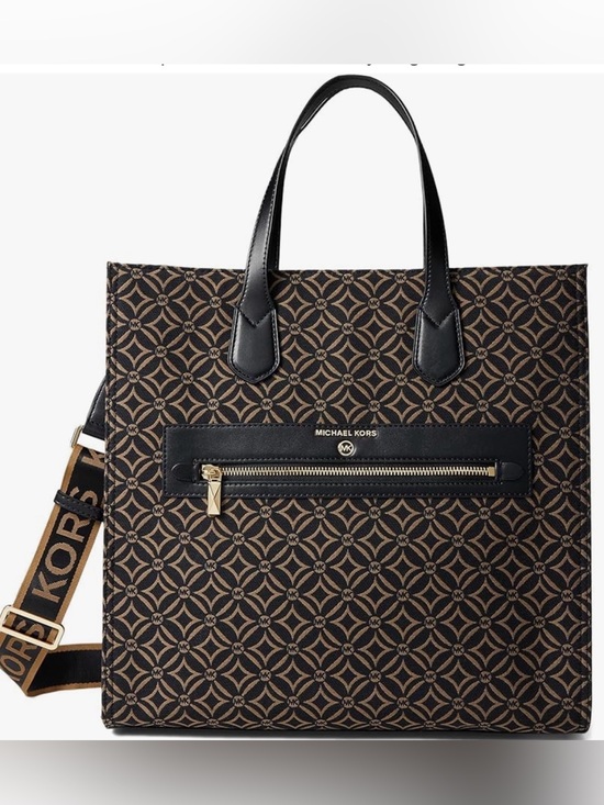 Michael Kors Handbags - Michael Kors Kempner Brown and Black Signature satchel with Gold Hardware